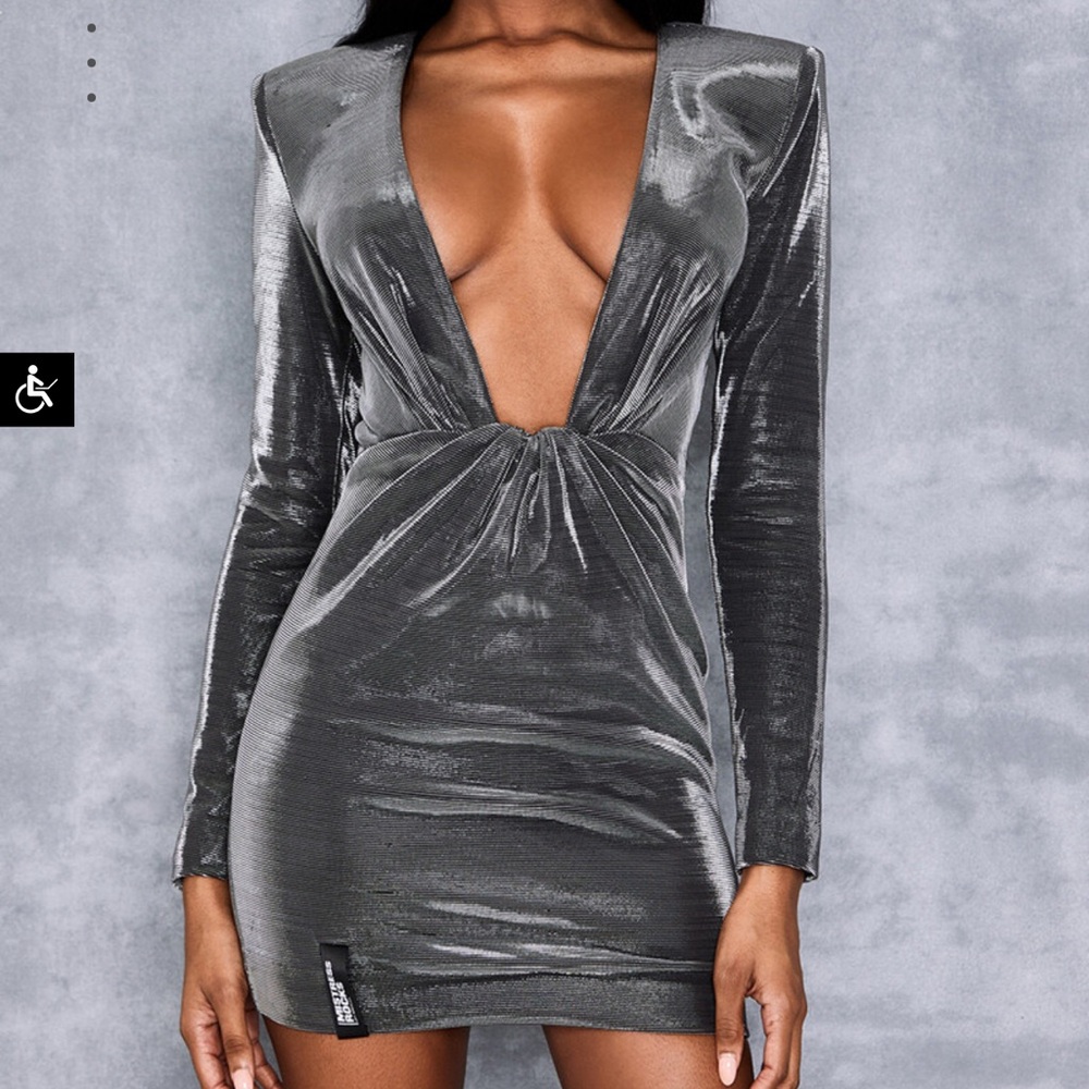 Mistress Rocks Origin Mini Dress Silver Metallic
